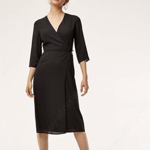Brand New Aritzia Babaton Theo Wrap Dress Black